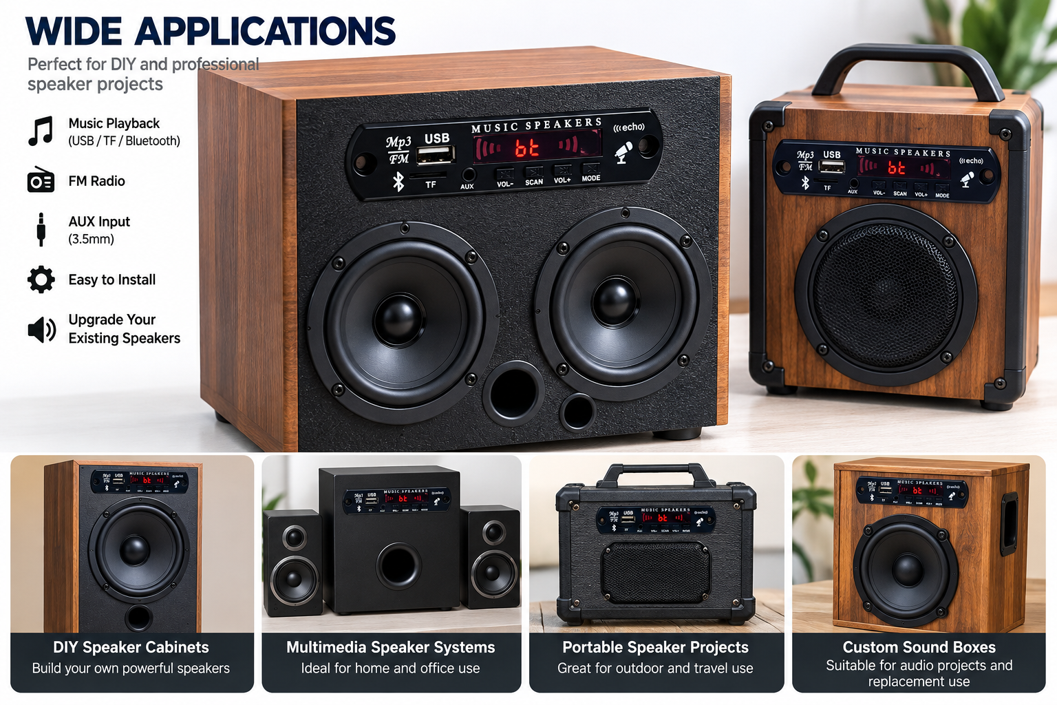 AUDIO LITE MP3 FM Bluetooth USB Music Speaker Panel with Big IC, TF Card & AUX. 5 AUDIO LITE MP3 FM Bluetooth USB Music Speaker Panel with Big IC, TF Card & AUX. - Image 3