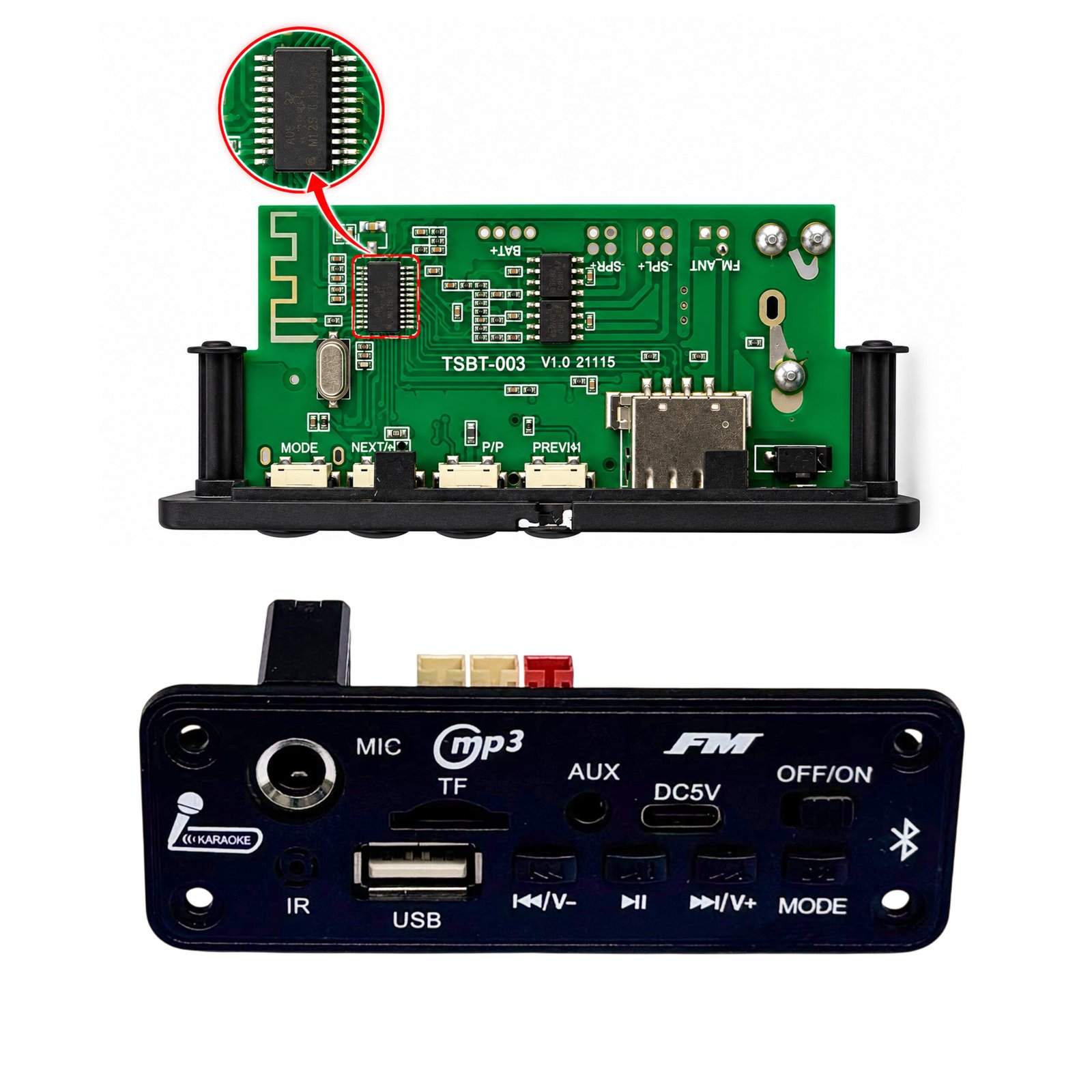 AUDIO LITE 5V Bluetooth MP3 USB Audio Module with MIC, AUX &  TF Card Support.